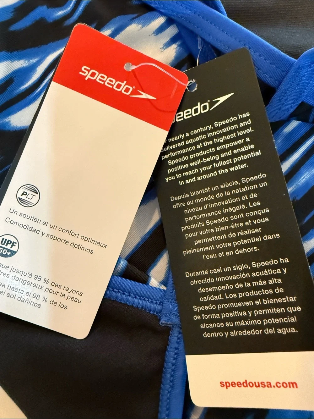 Speedo Blue Black White Graphic Girls' One-Piece Swimsuit size 28 girls